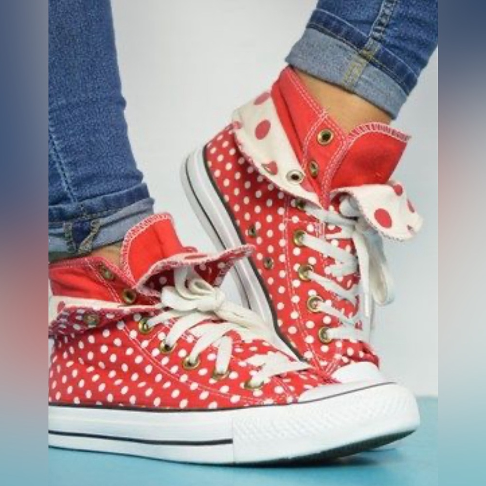 Converse Chuck Taylor Double-Tongue Polka Dot Hi-top Sneakers (Size 6)